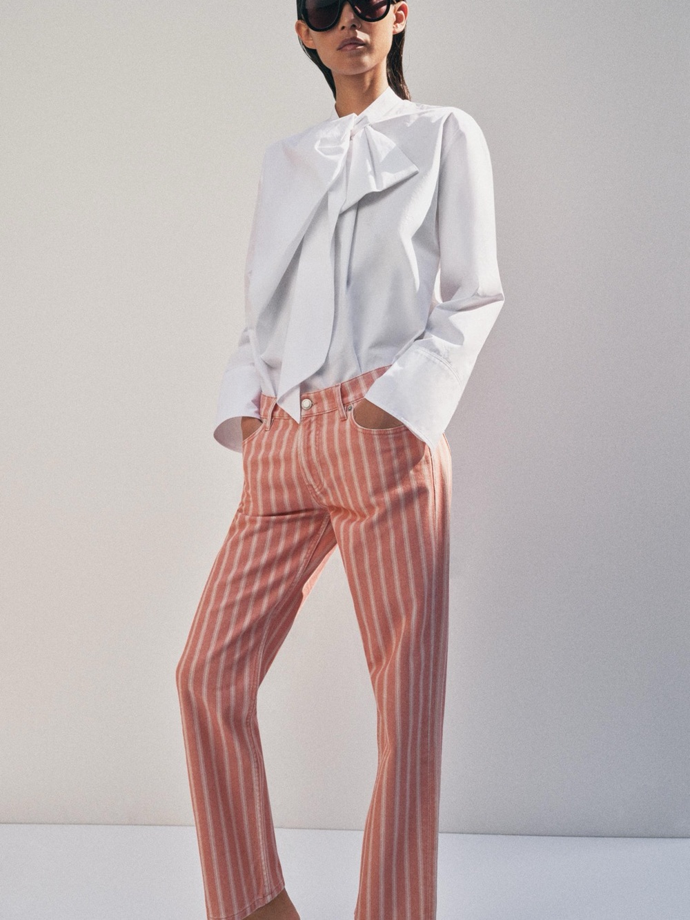 Zara | Coral Slim Soft  Striped Jeans